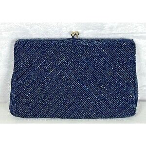Vintage Richere Beaded Clutch Formal Party Blue Evening Purse